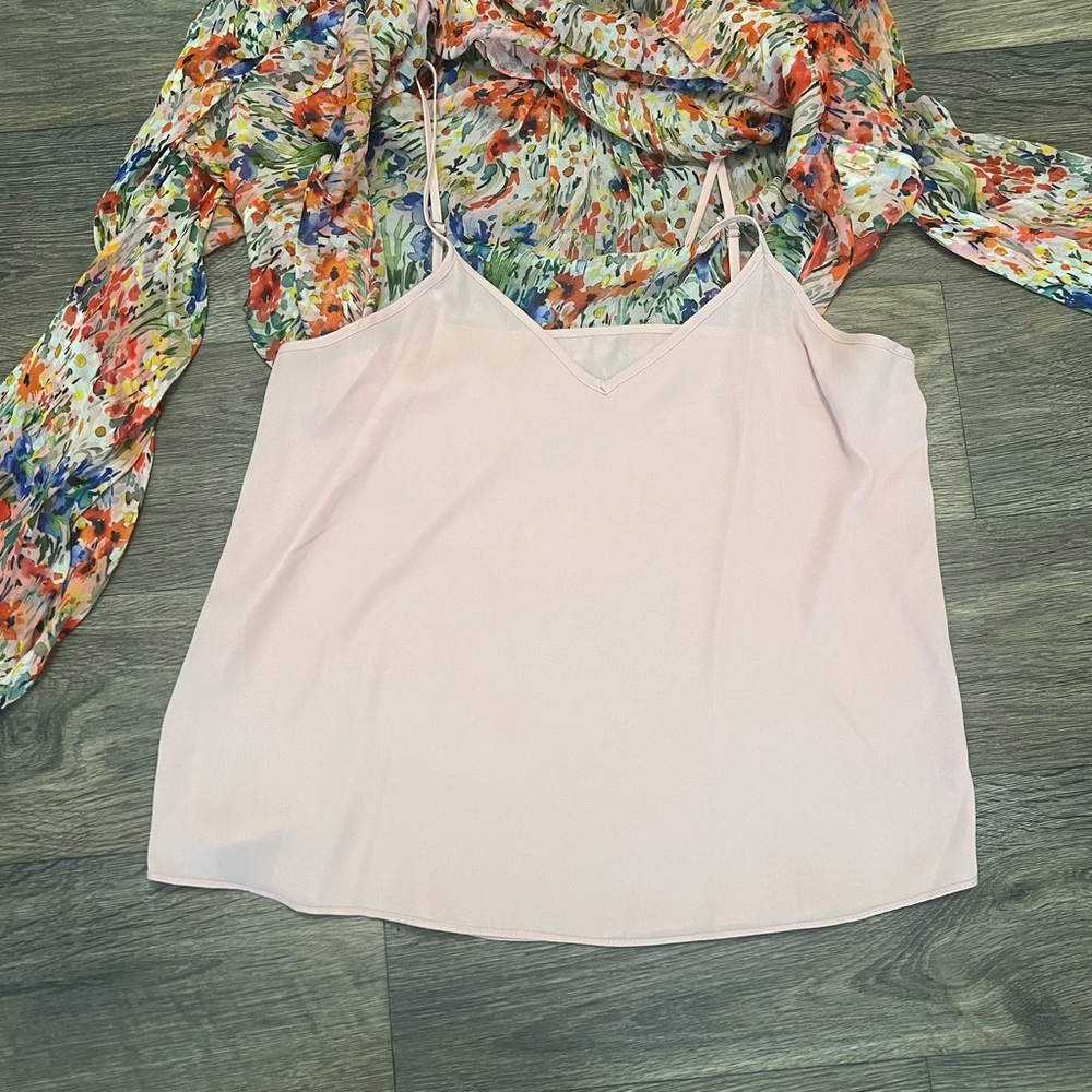 Shoshanna Long Sleeve Floral Blouse Multicolor Red Pink Blue Green Size Medium - Picture 6 of 8